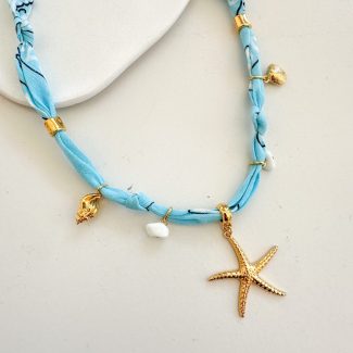 Light Blue Bandana Necklace
